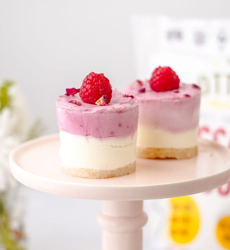 cassava flour white chocolate-raspberry cheesecakes