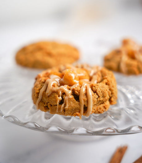 Grain-Free Apple Pie Cookie with caramel drizzle