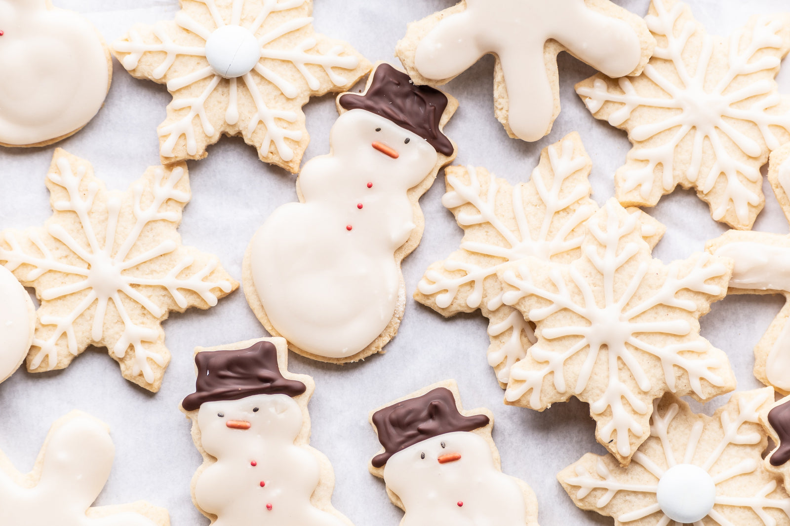 grain-free snowflake and snowman sugar cookies