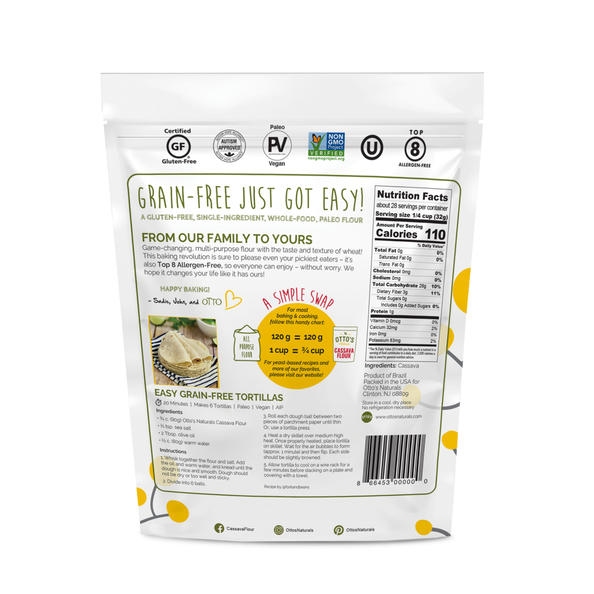 Cassava Flour - 2 lb - Case of 6 Bags
